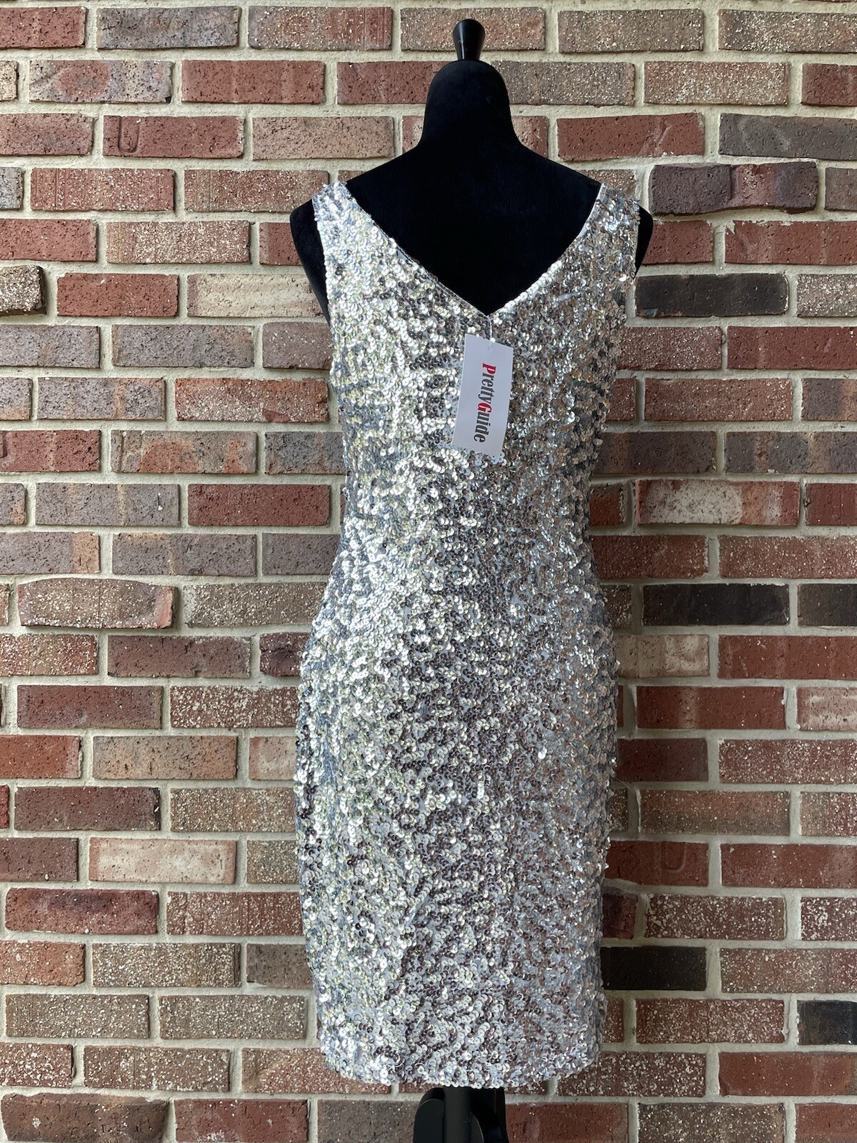 PrettyGuide Women’s Sequin Cocktail Dress V Neck Bodycon Glitter Party Dress L
