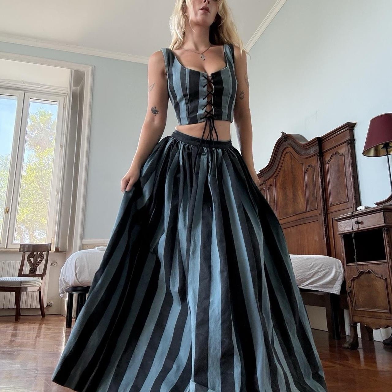 Authentic European Midcentury Corset Dress Set