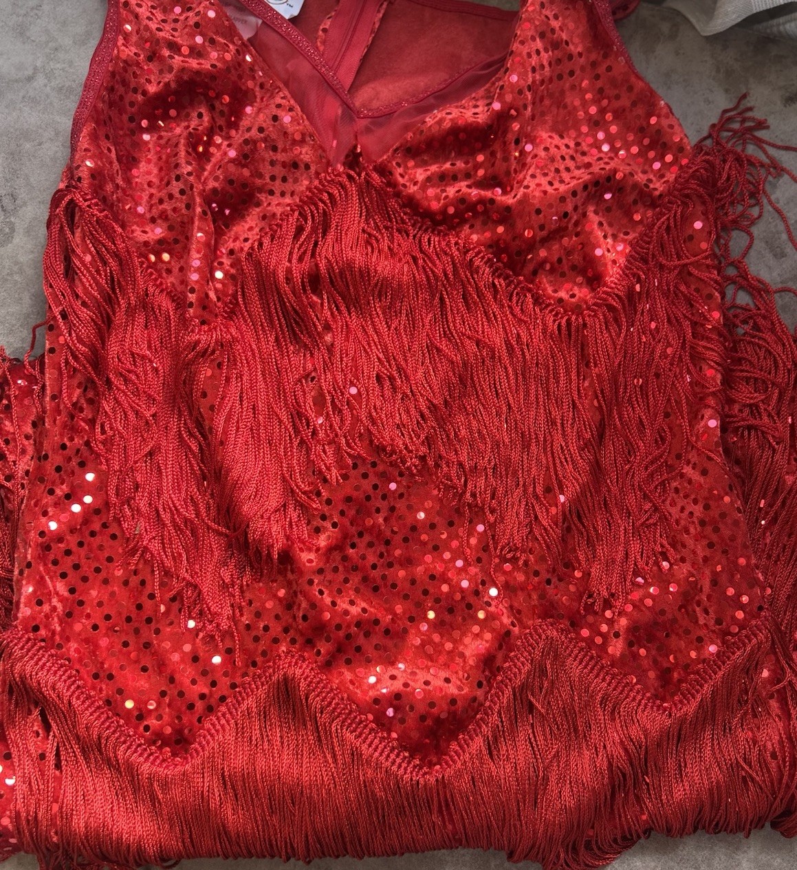 Vtg Charades Chicago red Flapper Sequin Fringe Dress Size Small HTF