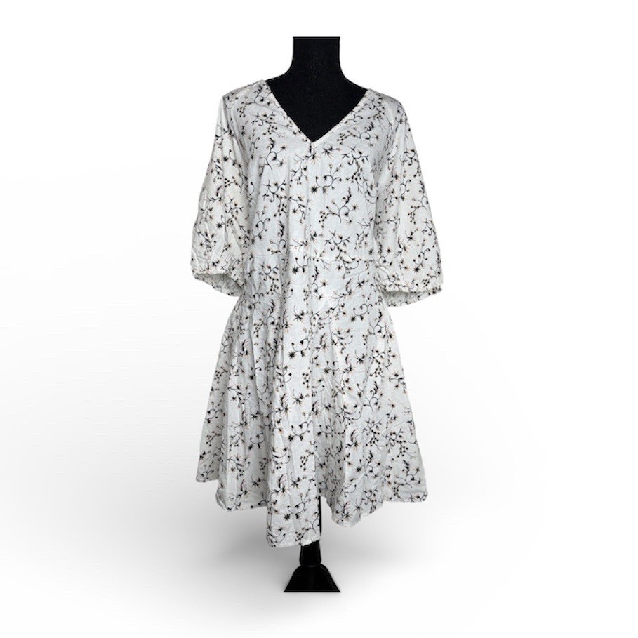 Womens Bell Elbow Sleeve White Floral Mini A-Line Dress Universal Thread XXL New
