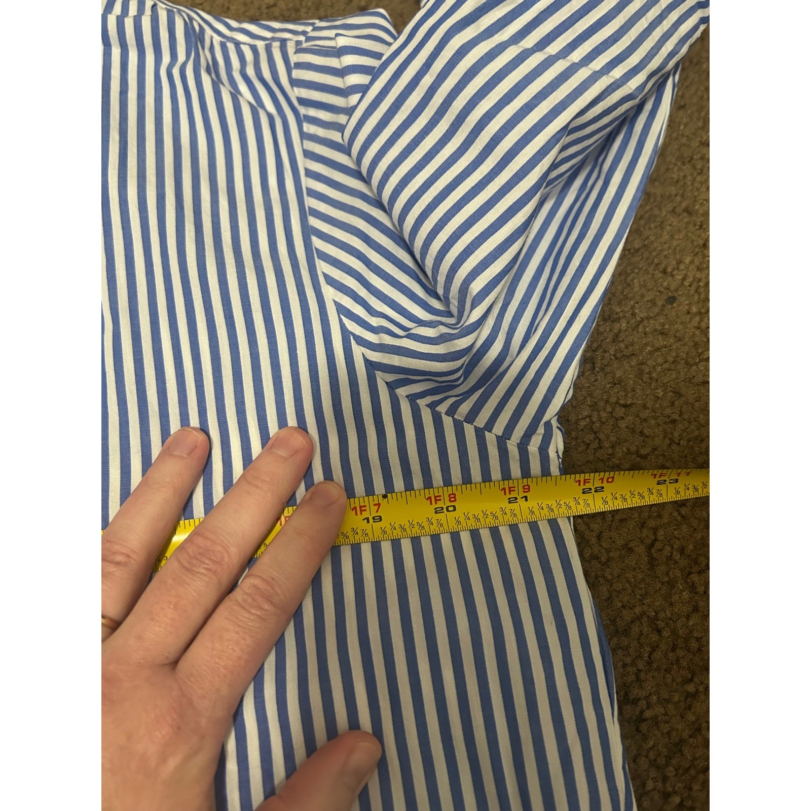 KULE Womens Blue White Striped Band Collar Button Down Tunic Shirt dress Medium