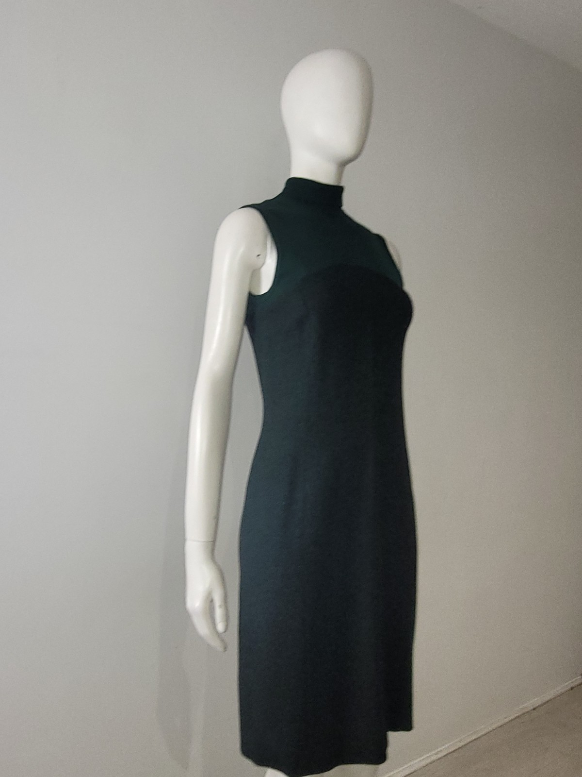 Istante Versace Green Tweed Dress UK 8 10 EU 36 38 Wool Blend Pencil Fitted