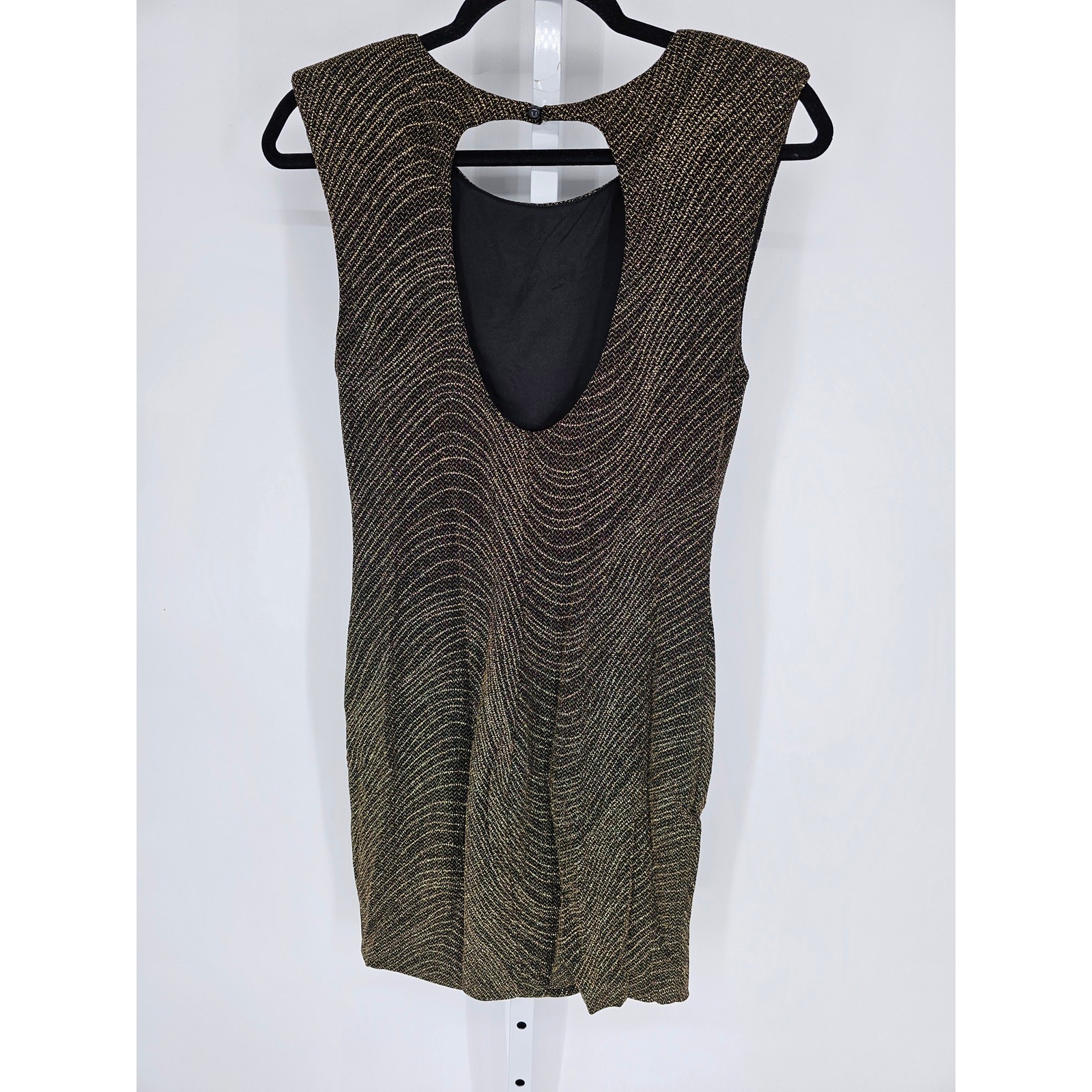 As U Wish Women’s Black Gold Sleeveless Round Neck Low Back Party Dress Size L