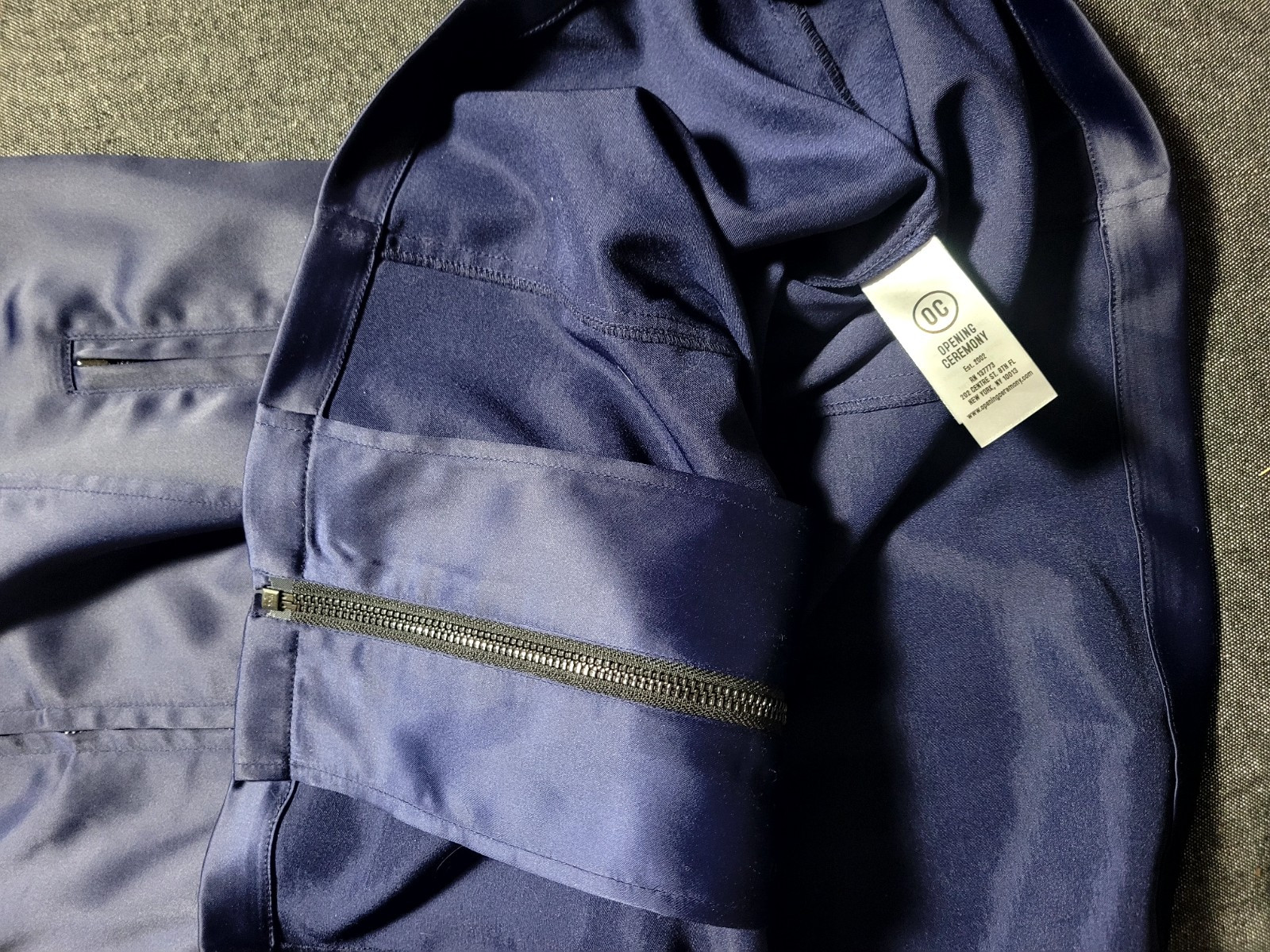 Opening Ceremony Navy Blue Track Dress Mini Satin Logo Size Medium $350 Retail