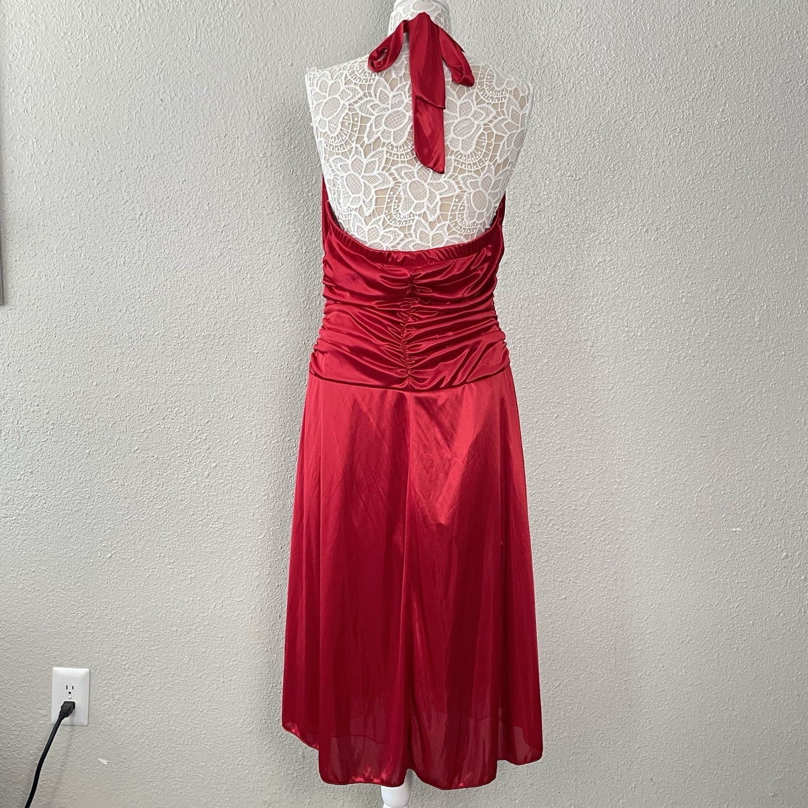 VTG Torrid Halter Midi Dress Plus 18 Shiny Mesh Trim Ruched Homecoming Y2K Glam