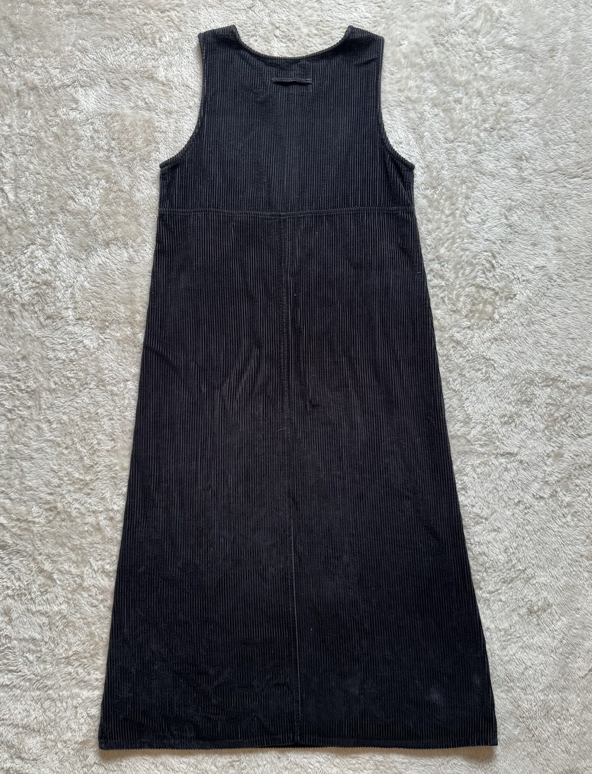 HSZ Studio Vintage Black Corduroy Midi Sleeveless Casual Lagenlook Dress Small