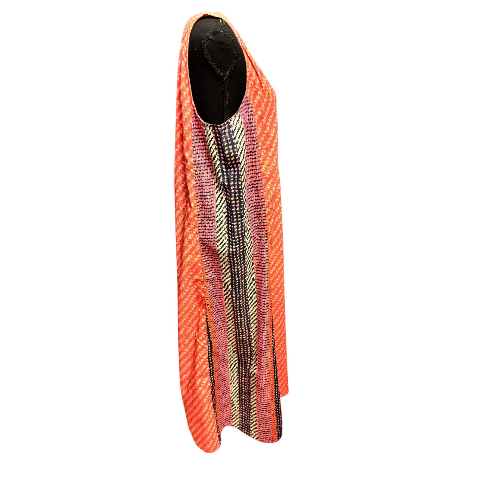 Nic + Zoe Spotty Stripes Sleeveless Midi Dress In Pink Multi Sz M Cotton Summer