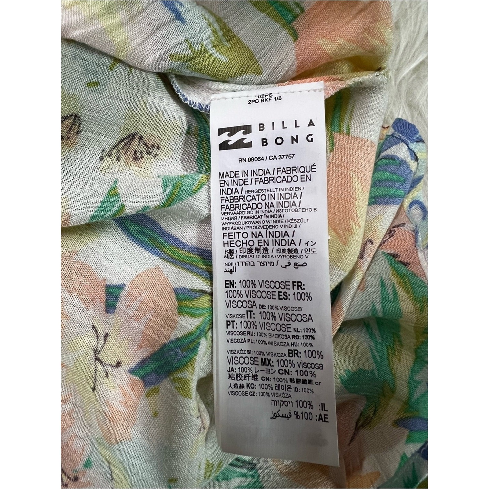 Billabong Off The Shoulder Pastel Floral Dress Size Medium