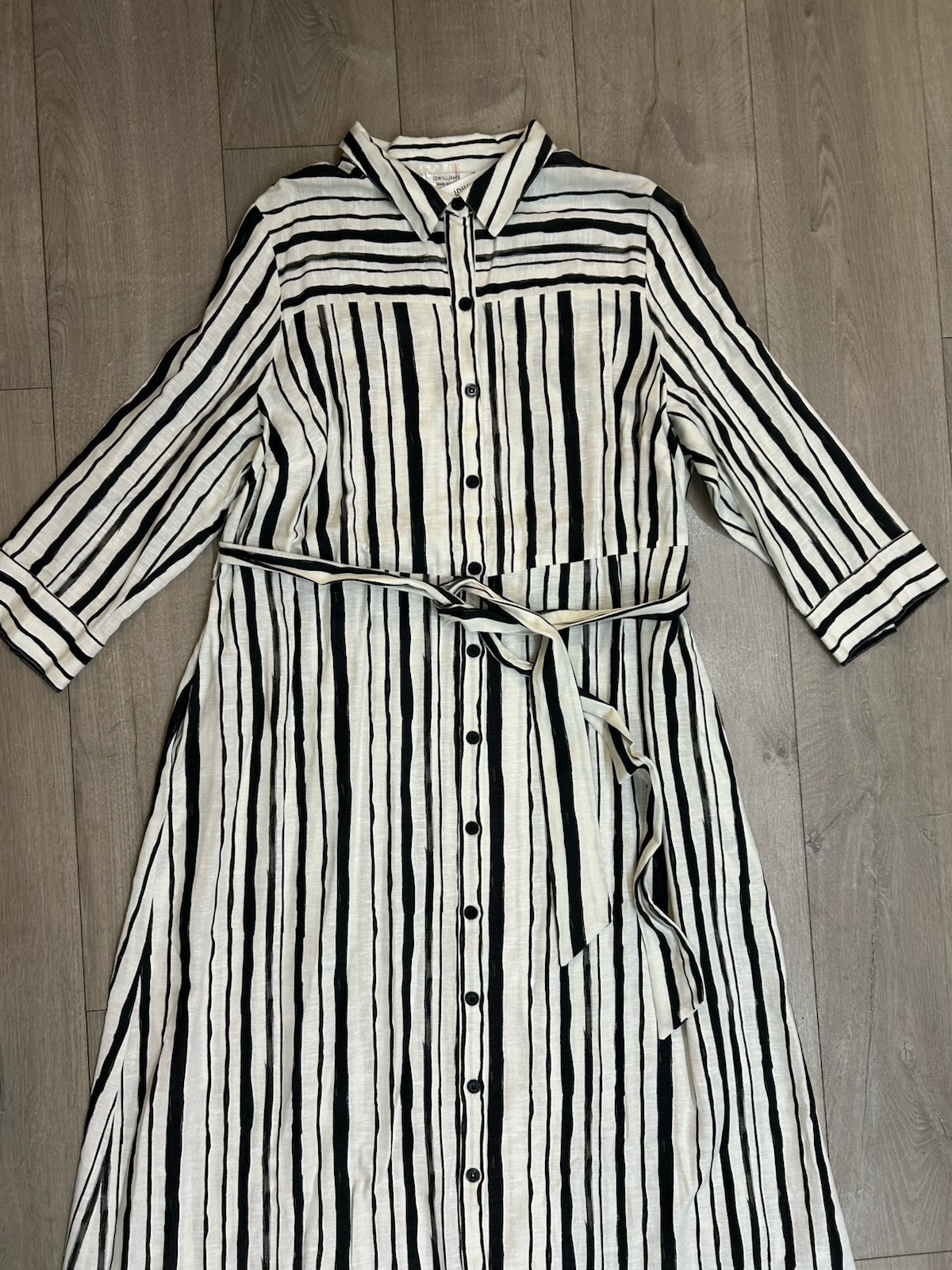 New Tags JD Williams Size 20 Midi Summer Cotton Shirt Dress Mono Stripe Print