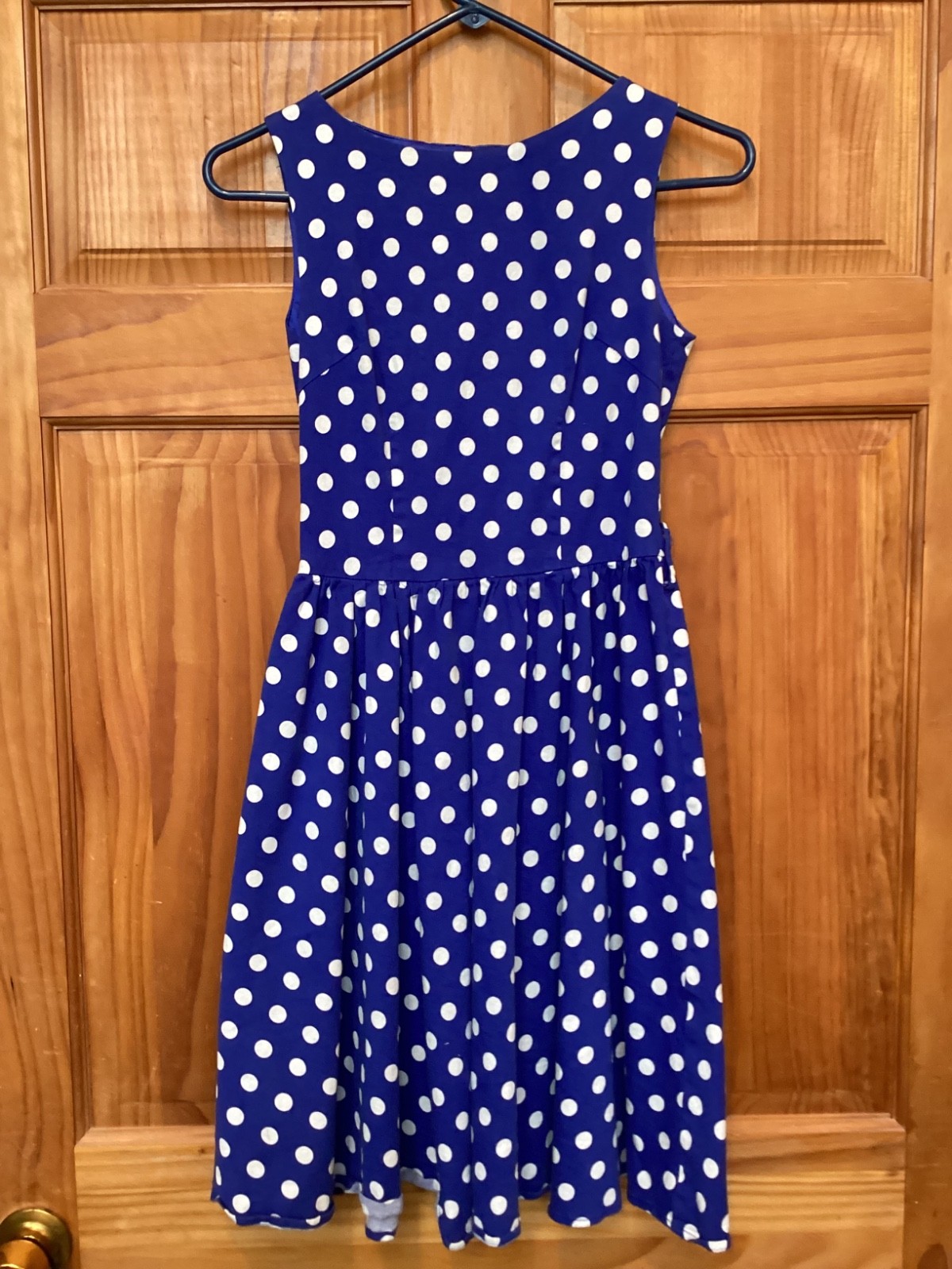 Bo fly yang Size S Blue Polka Dot Dress Sleeveless Spring Picnic