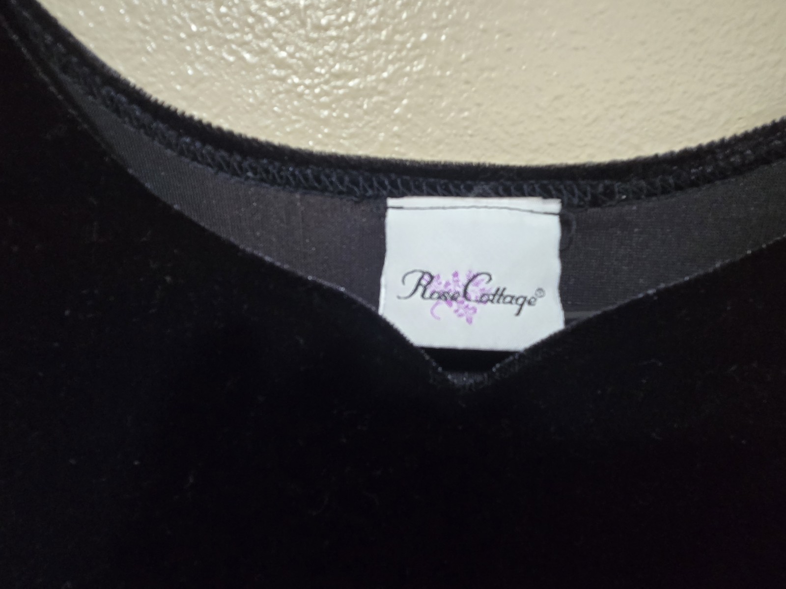 Rose Cottage Black Purple Velvet Embroidered Floral A-Line Dress Child’s Size 10
