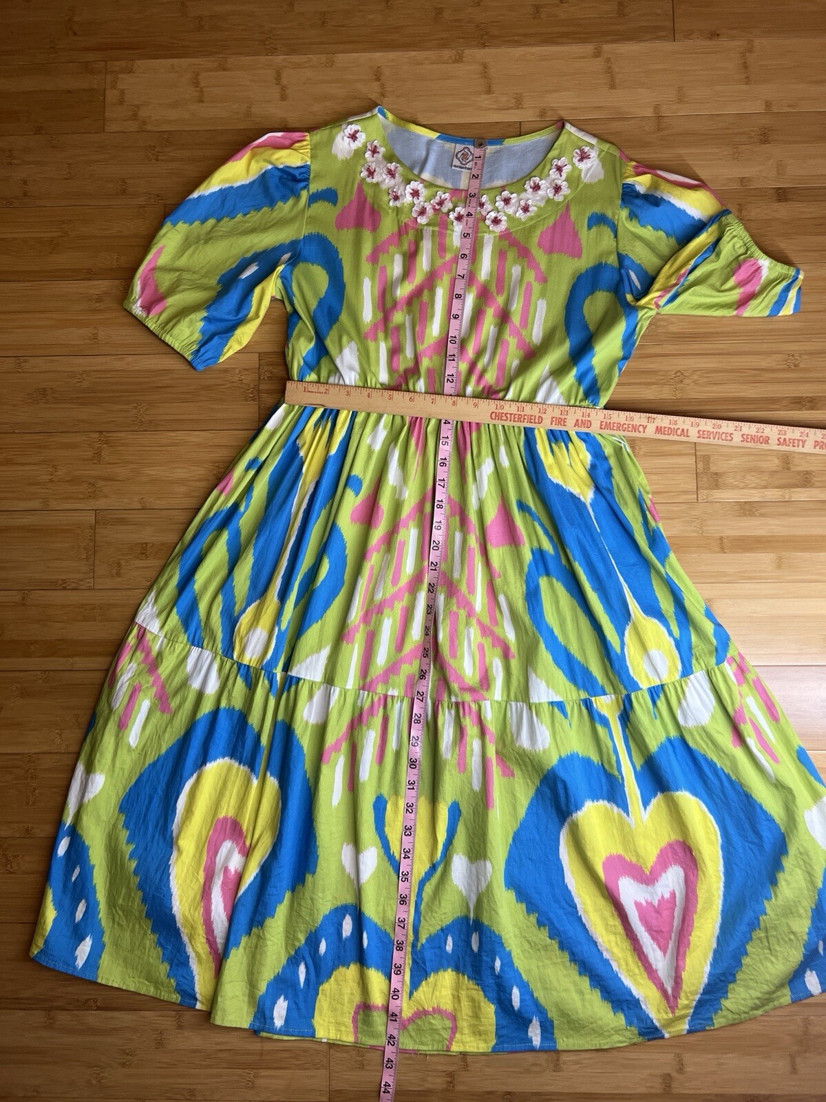 Sheridan French Women pullover Resin floral detail Colorful Arcadia Dress|SZ:L
