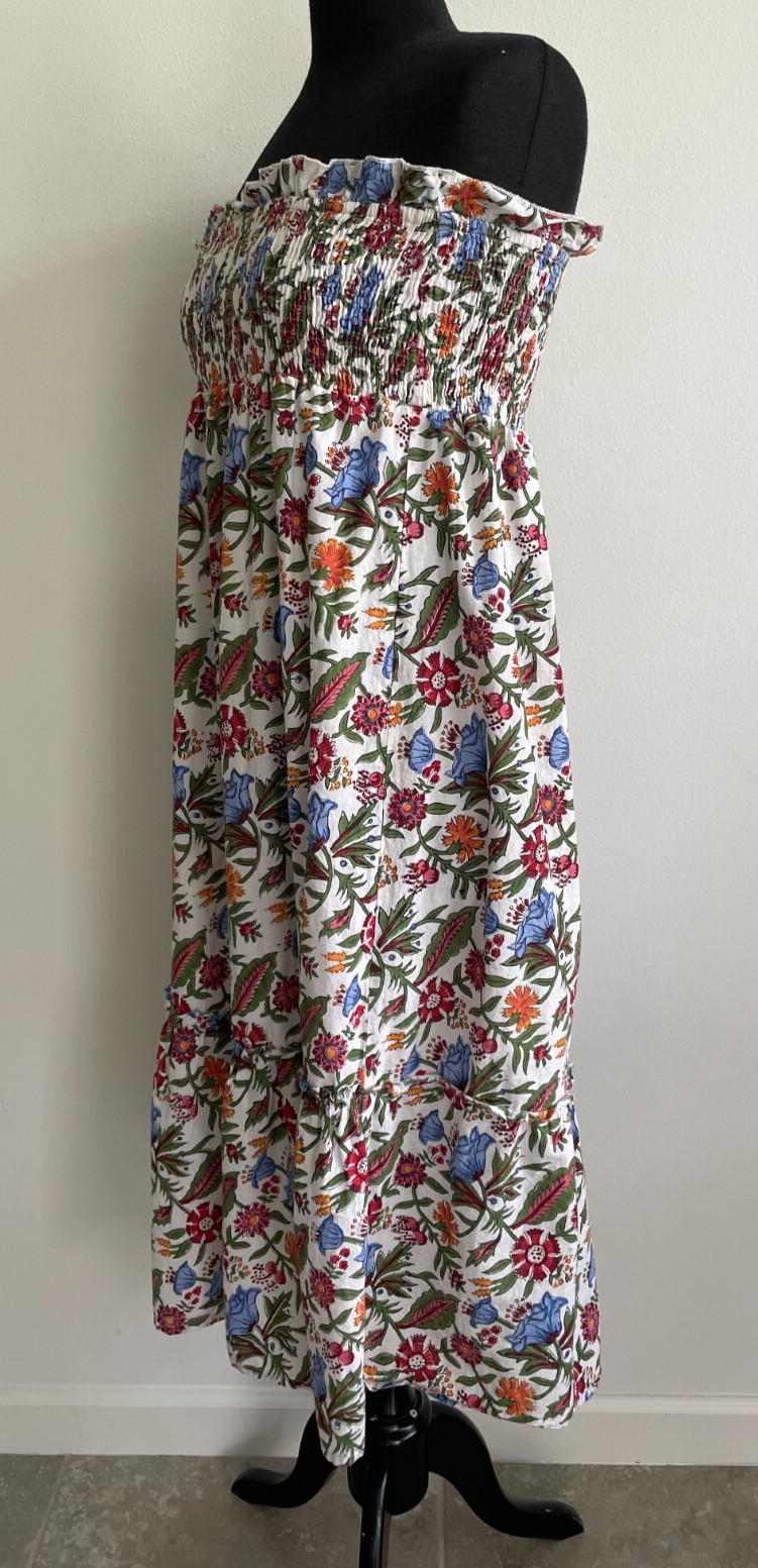 Fitzroy & Willa Women’s Strapless Smocked Tiered Floral Print Midi Dress Size XL