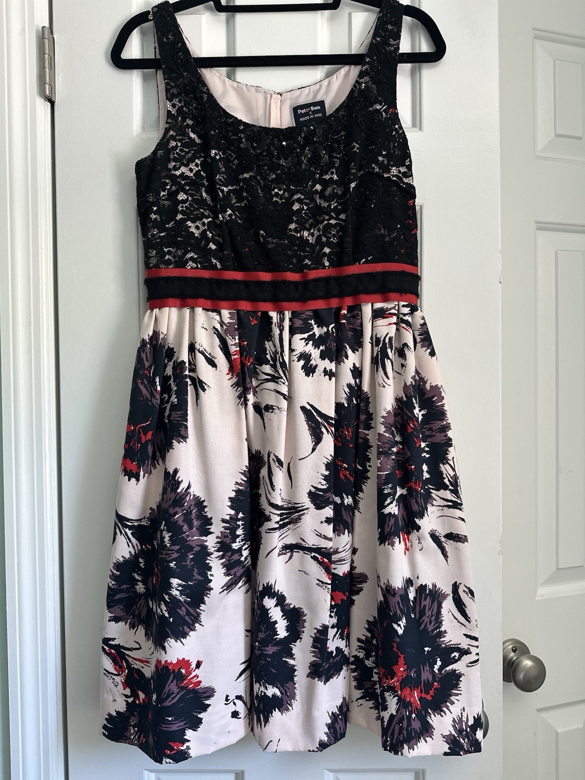 Anthropologie Peter Som Brushstroke Blossoms Lace Bodice Dress Size 6 MSRP 248$