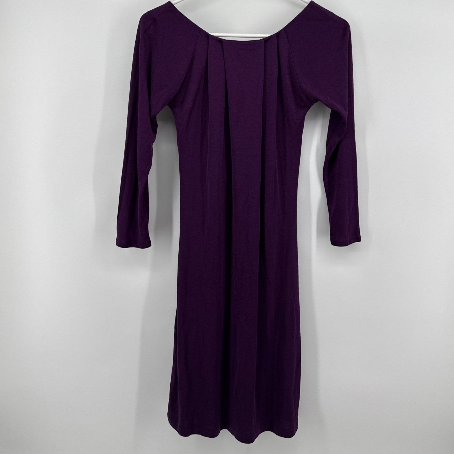 Ted Baker London Purple Silk Modal Blend Pleated V-Back Knit Dress Size 1 US 2-4