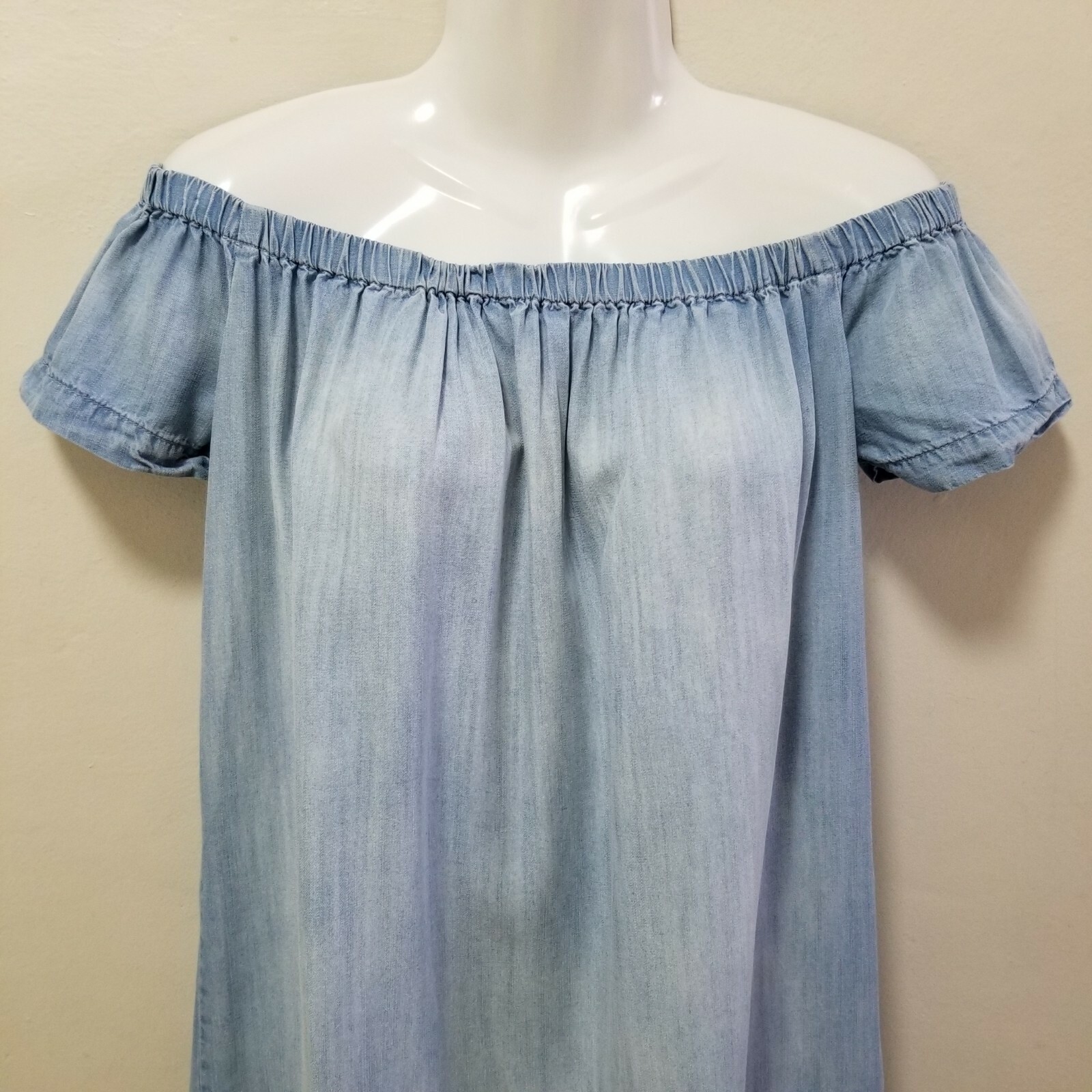 Cloth & Stone Womens Dress Chambray Off Shoulder Tunic Shift Sandwashed Blue S