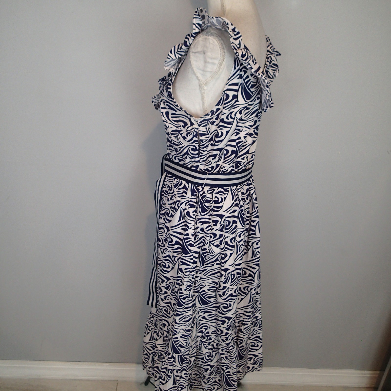 Vineyard Vines Target m Navy Blue White Nautical Cotton Dress Belted Preppy