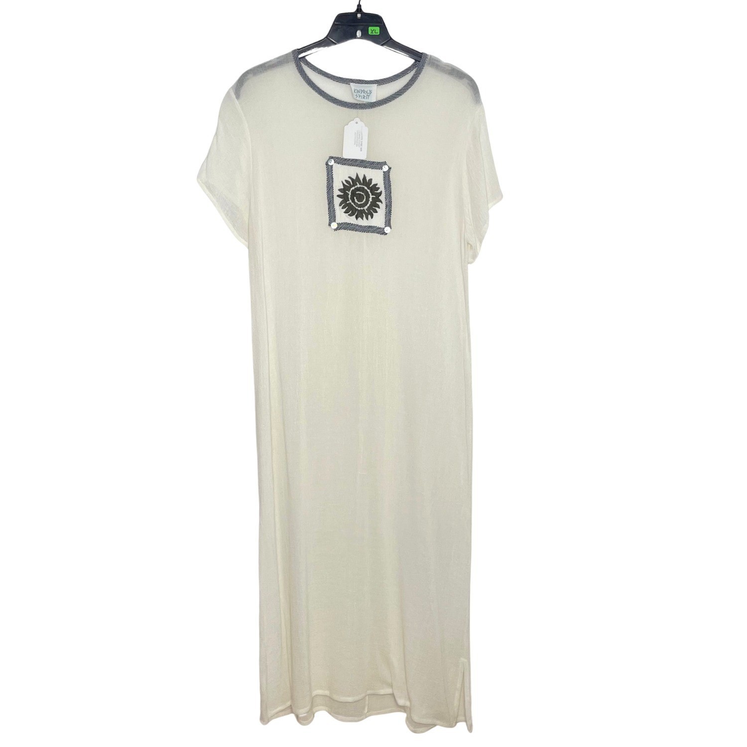 Sheer White Open Knit Maxi Dress Crochet Coastal Boho Beach Cover Up M