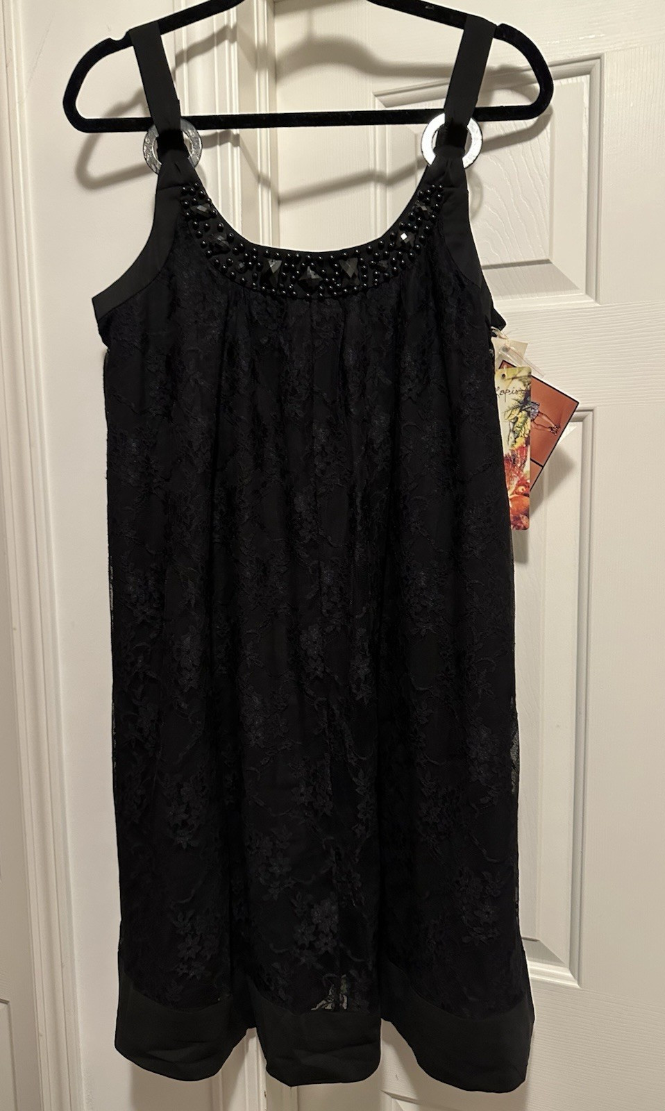 Dress by LAPIS Embellished ~ Lace ~ Sheer ~ Lined Black sz Large NEW