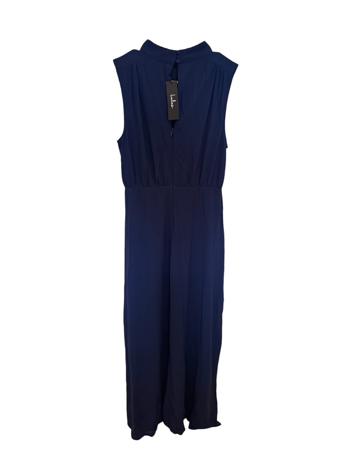 Lulus Classic Elegance Chiffon Sleeveless Mock Neck Maxi Dress Women’s Sm Blue