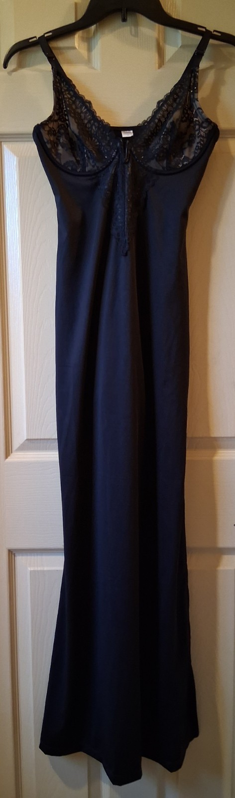 POPILUSH Lace Bias Side Slit Slimming Maxi Slip Dress SzS Black Vamp Whimsigoth