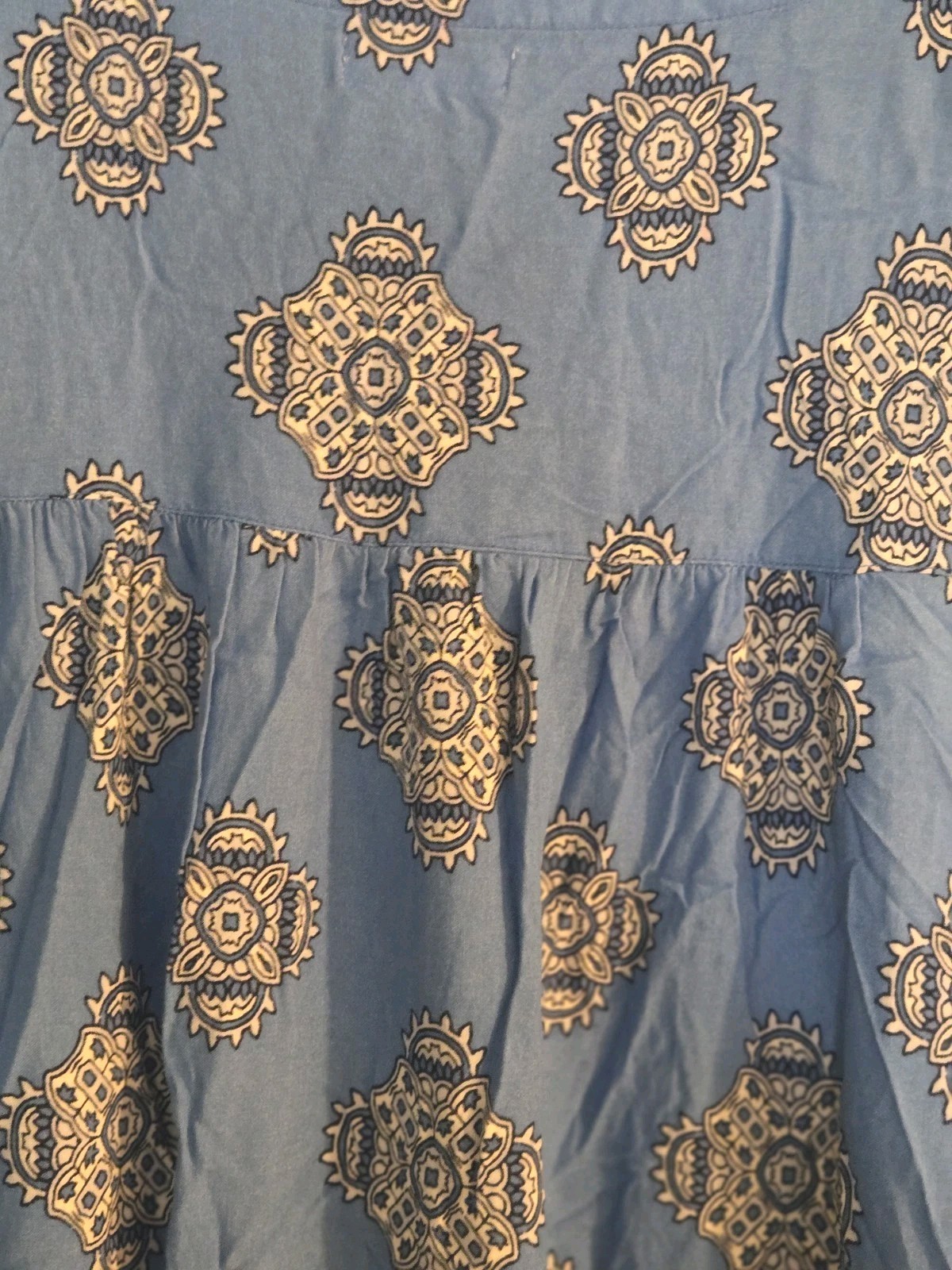 Red Camel Plus Midi Dress SZ 3X Blue Paisley Heirloom Boho Long Sleeve Dress
