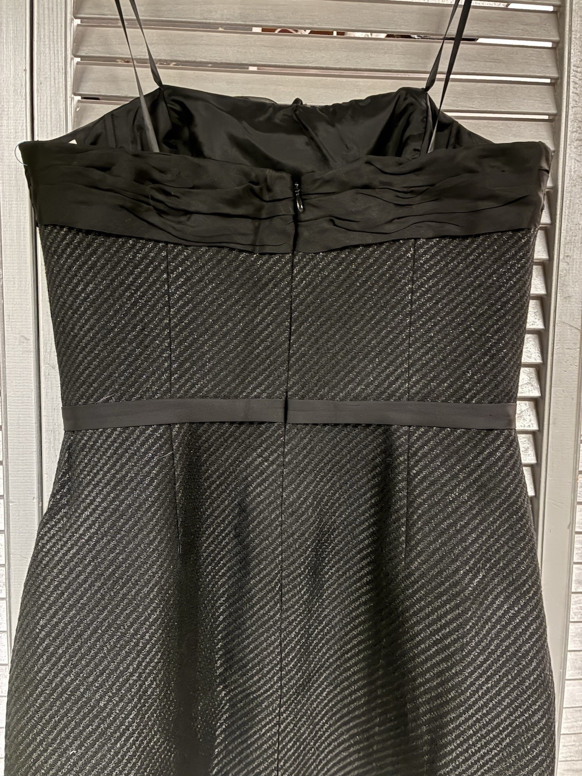 Max & Cleo Wm Strapless Black Herringbone Sz 8 Lined / Stays CCV6K869