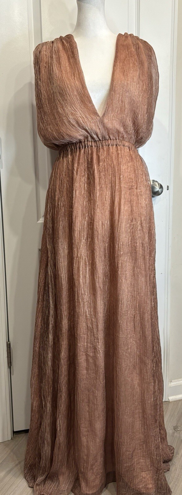BOBI BLACK (Revolve) Formal Maxi Dress XS Double V-neck Boho Flowy Feminine