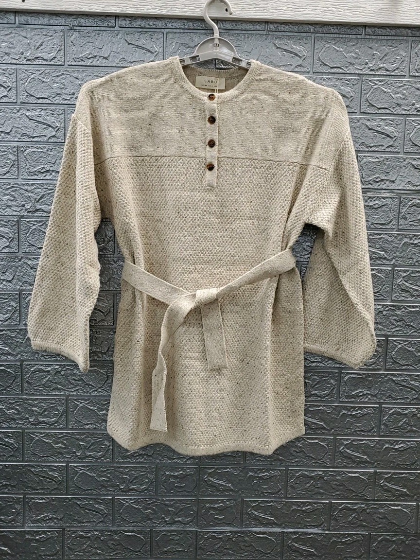New SABO Long Sleeve Knit Mini Avant Dress Oatmeal Size 2
