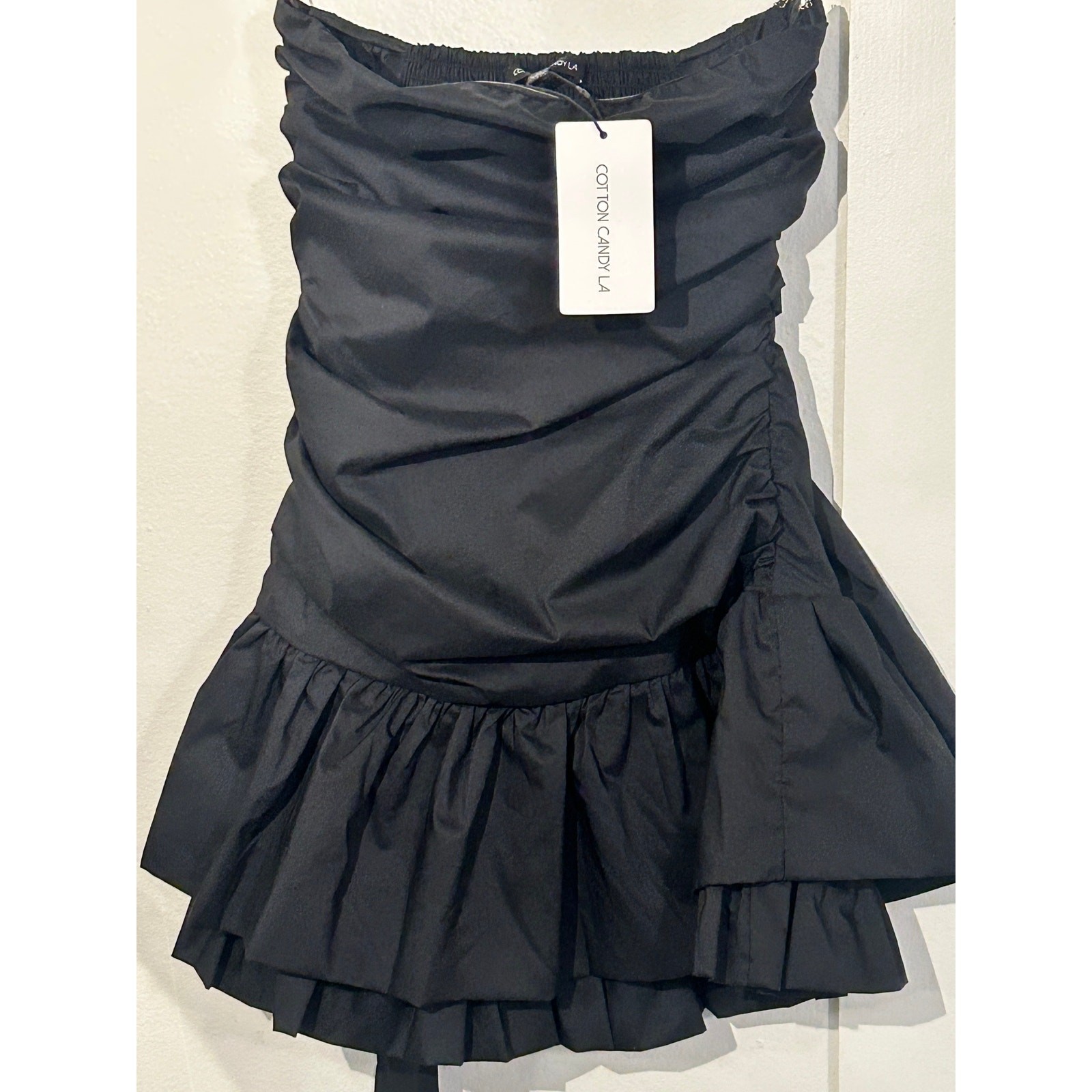NWT Cotton Candy LA Strapless Ruched Mini Dress Black Medium Retail $68