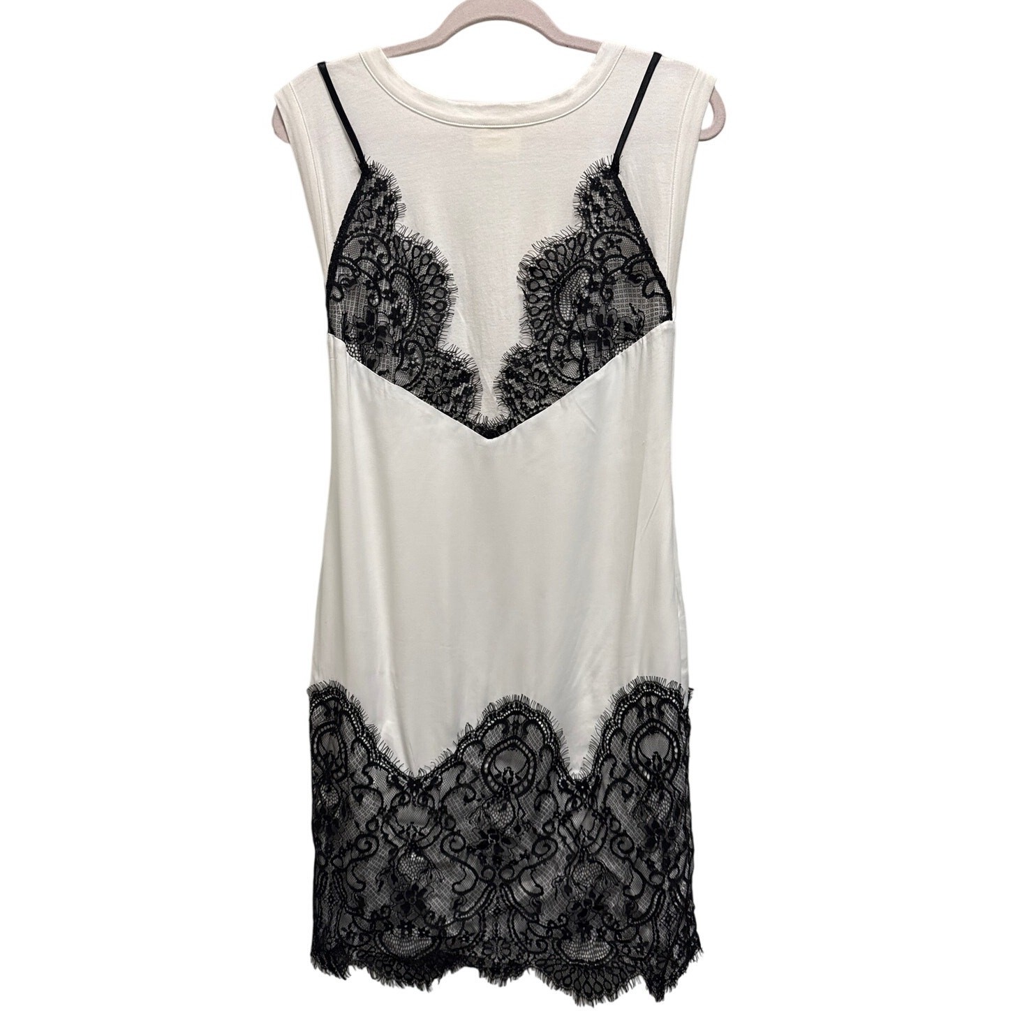 Anthropologie Maeve Black Lace Romantic Dark Coquette Slip Mini Dress Size XS