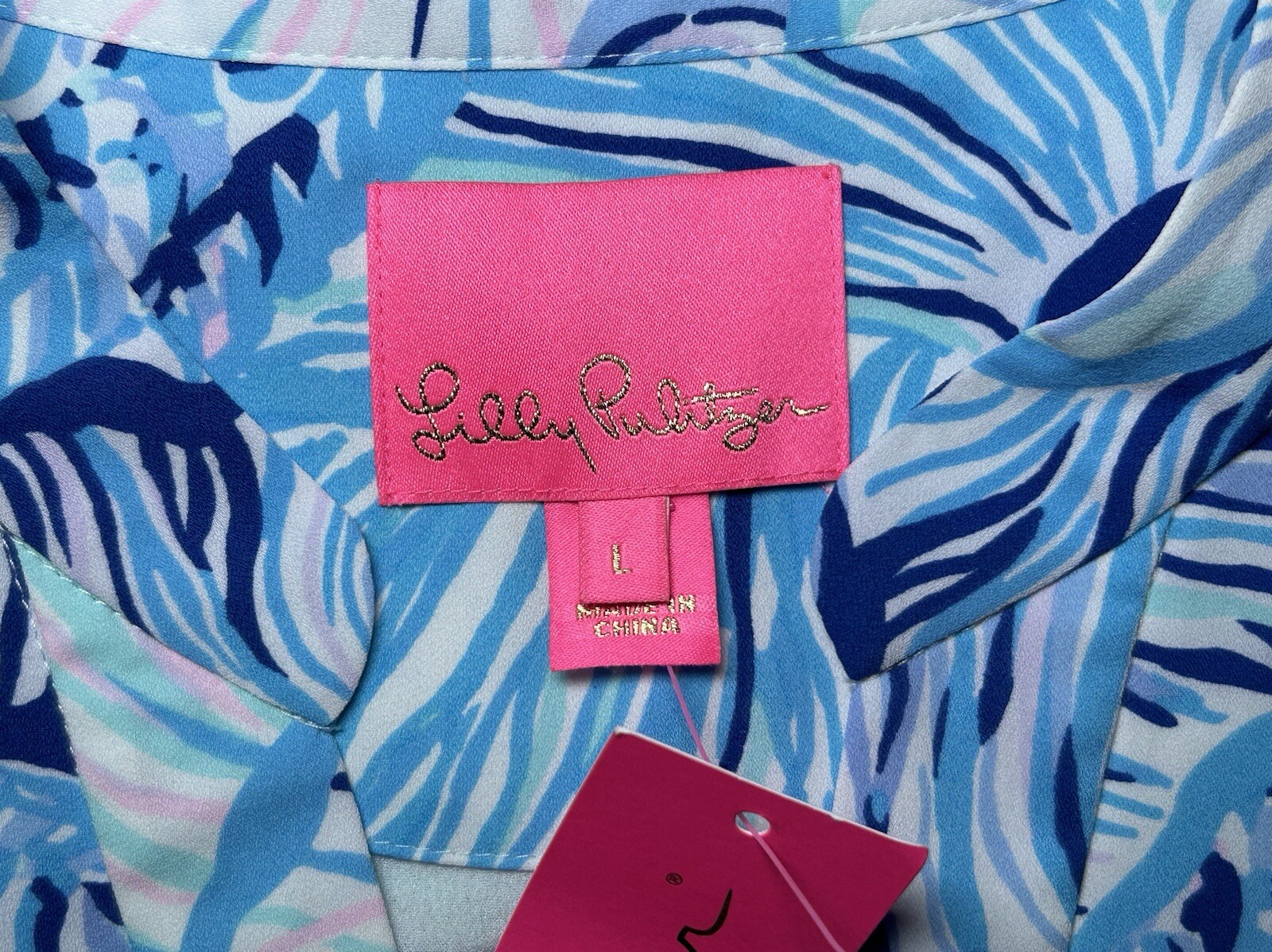 Lilly Pulitzer LARGE Blue Fishful Thinking WINONA SWING DRESS Lileeze Tiered NWT
