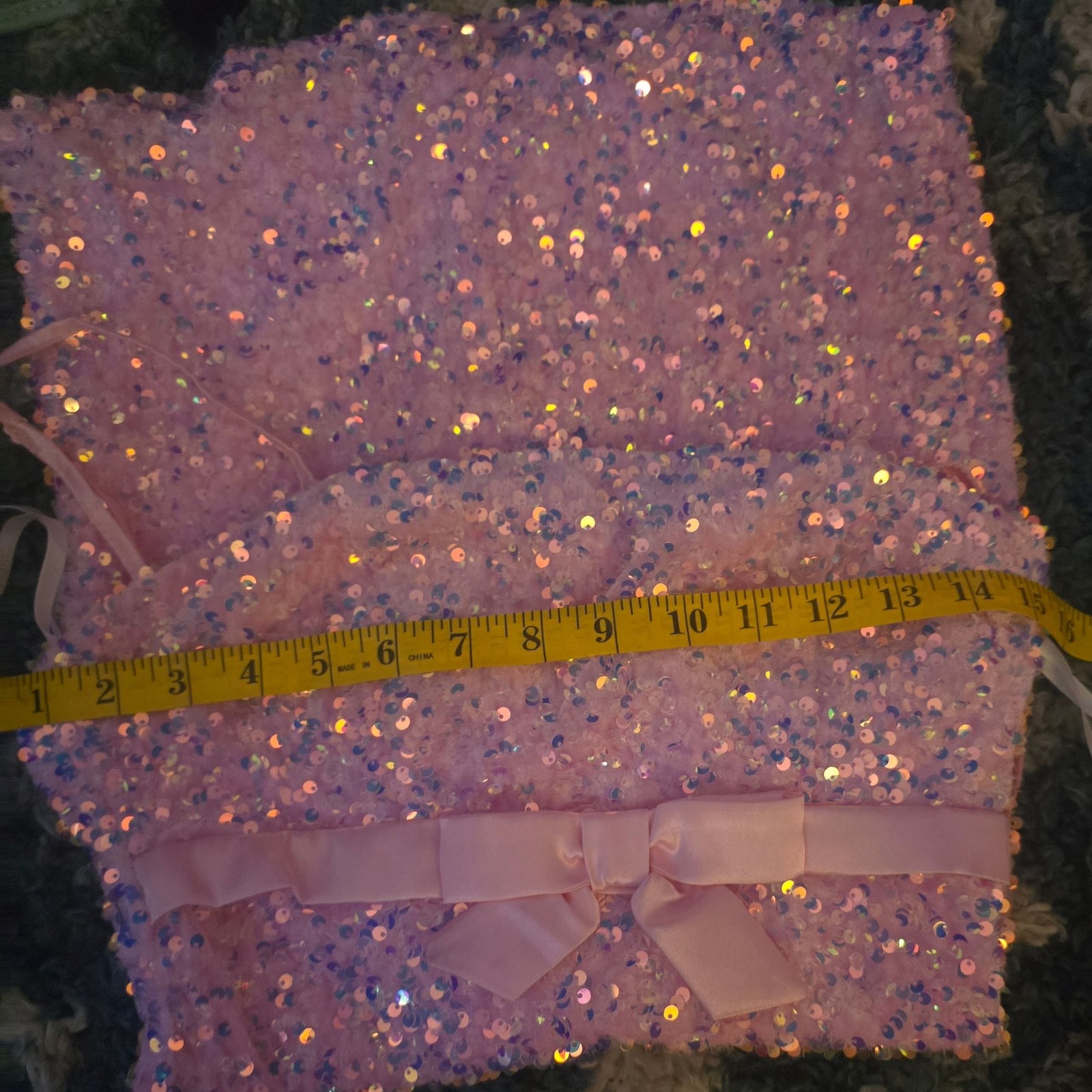 B. Darlin Pink Iridescent Sequin Spaghetti Strap Mini dress Size 5/6