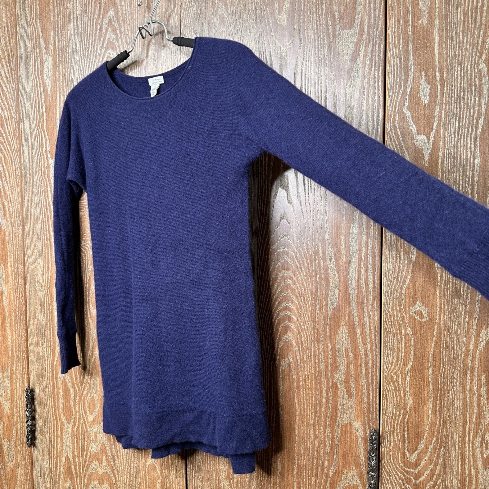 Halogen Wool Cashmere Blend Knit Sweater Dress Long Sleeve Blue Womens S Casual