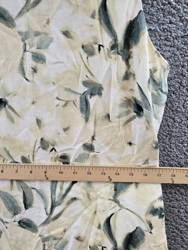 Anne Klein Linen Blend Floral-Print Tie-Waist Dress Women’s 12 White Dove Multi