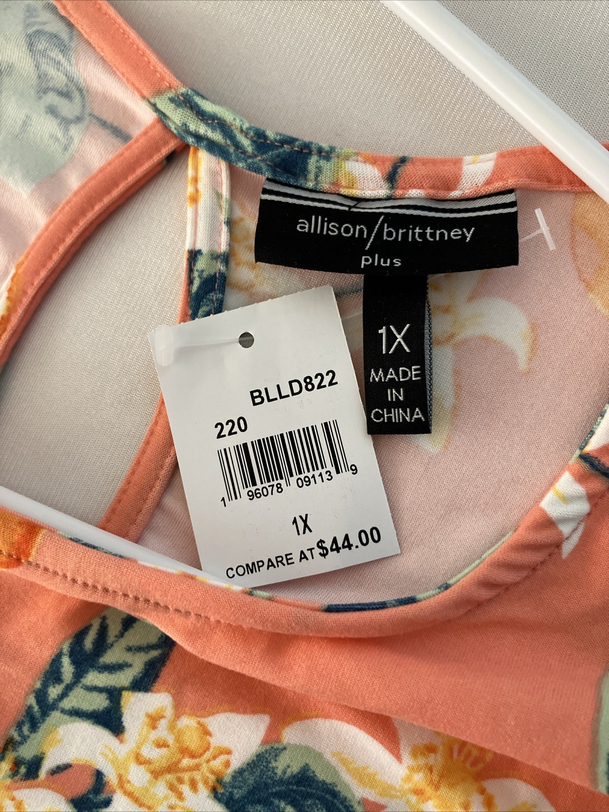 Allison Brittney Fruit Floral Shift Dress Plus 1X Citrus Print Swing Summer NWT
