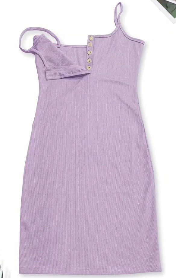 A: Medium. Spaghetti Strap 5 Button Down Bust Plunge. Knit Bodycon Mini 2pcs