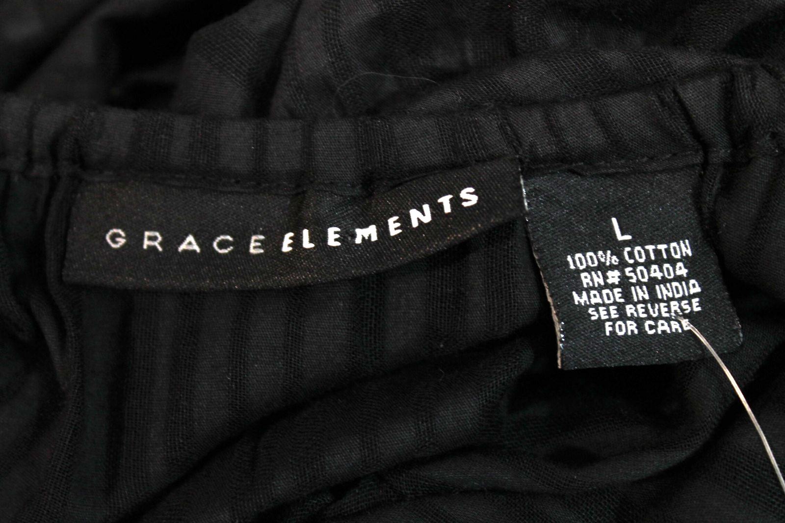 Grace Elements Semi Sheer Peasant Dress Womens size L Black Pleated Fairygoth