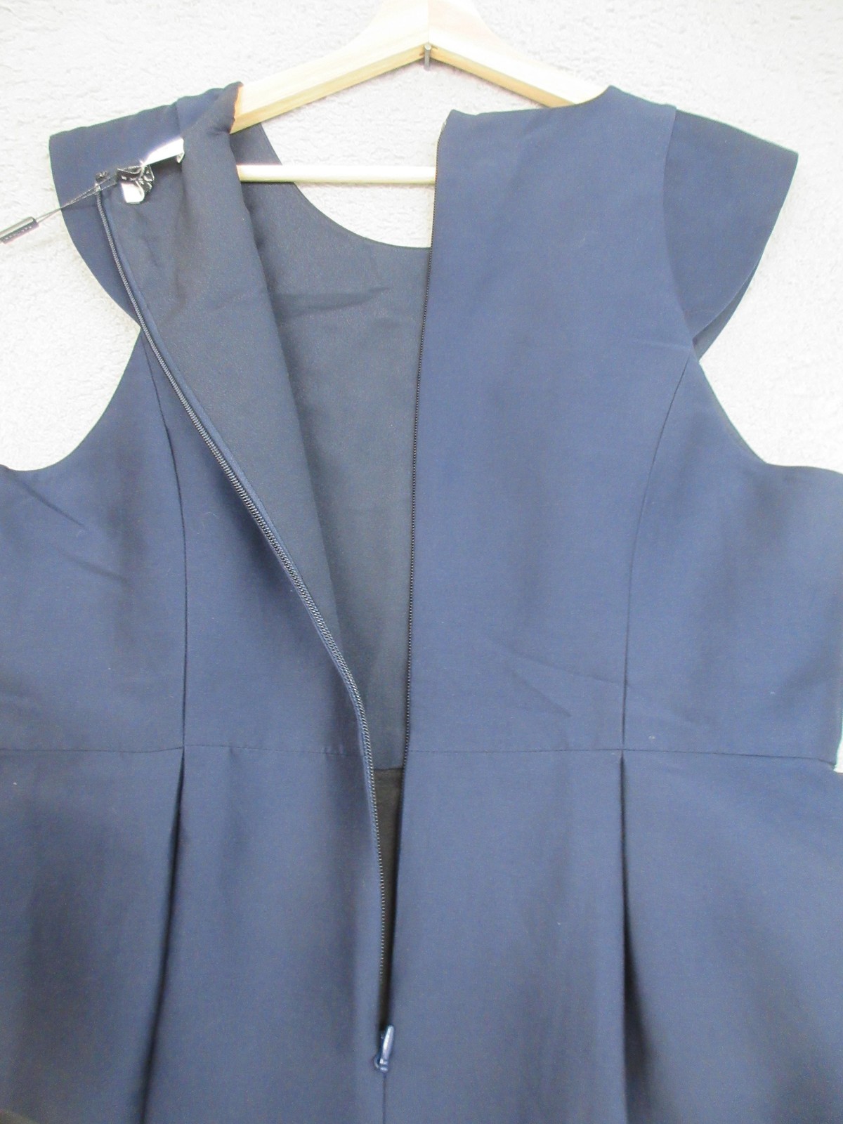 Halston Heritage Dress Womens 14 Blue Black Colorblock Fit & Flare Midi Evening