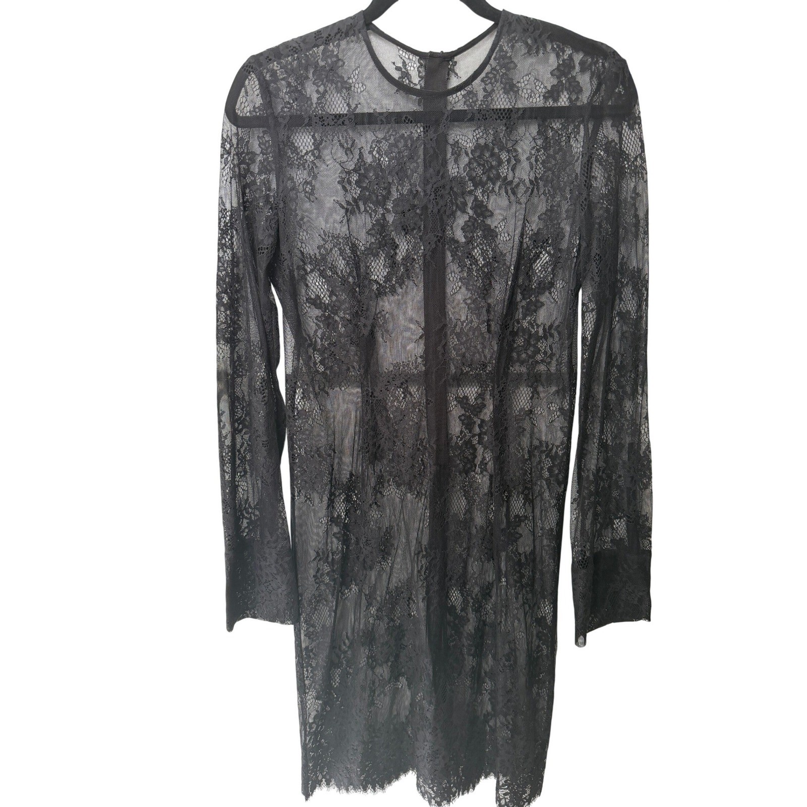 JNBY Womens Sheer Floral Lace Bell Sleeve Midi Dress Gothic Romantic Designer S