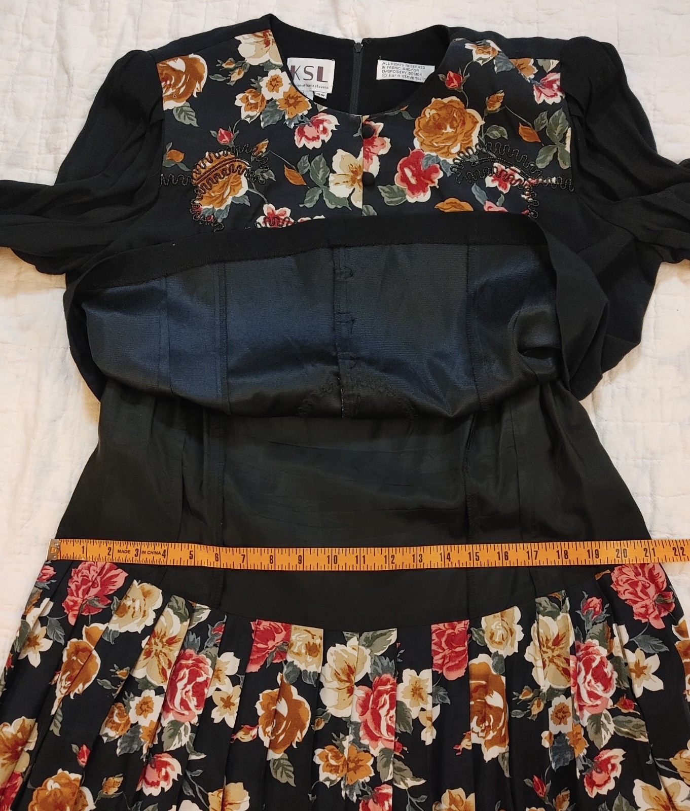 Vintage 90’s Dress Karin Stevens Womens sz 16W KSL Drop Waist Layered Floral