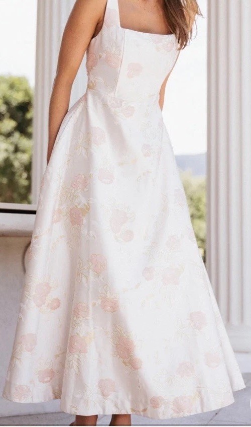 petal and pup dress pink Floral Square Neckline,detachable Belt, Zipper Size S
