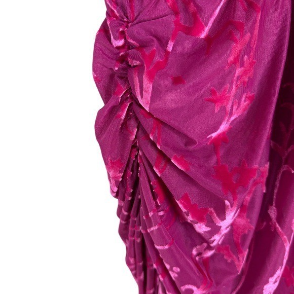 Anthropologie HUTCH One Shoulder Ruched Velvet Midi Dress Pink Sz L retail $198