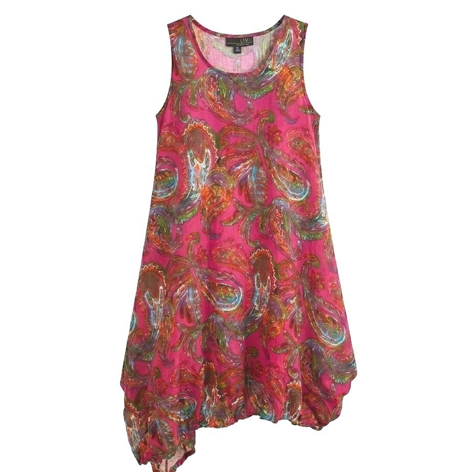 LIV by Habitat Clothes Pink Paisley Crinkle Dress Medium Flowy Boho