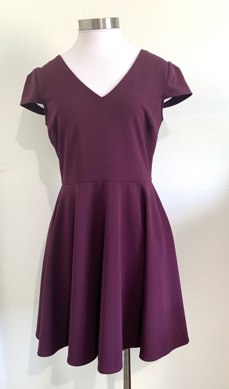B Darlin Dress Womens 11 / 12 Plum Mini Fit And Flair Back Tie Skater Juniors