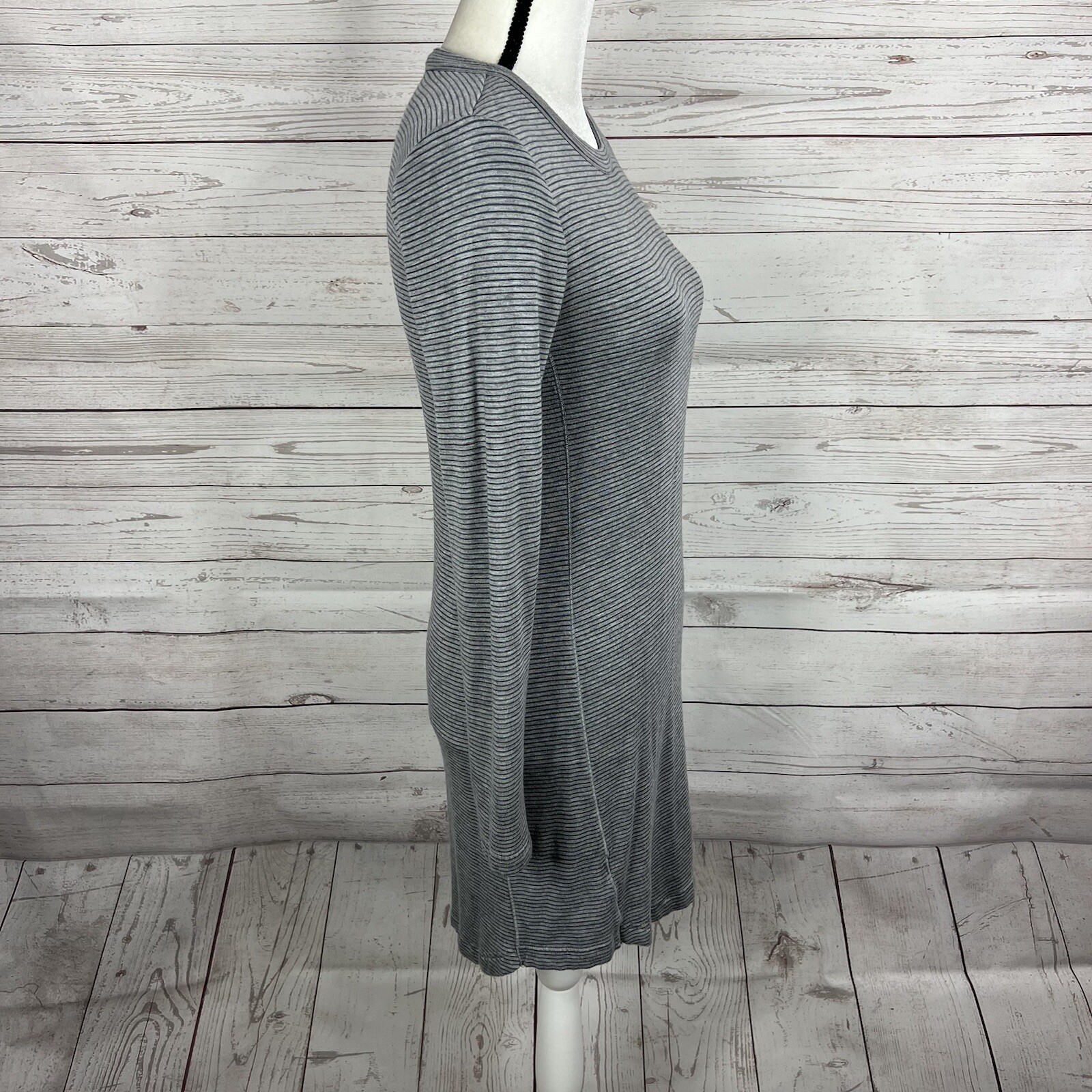 Lou & Grey Womens Mini Sheath Dress Size Small Gray Striped Long Sleeve