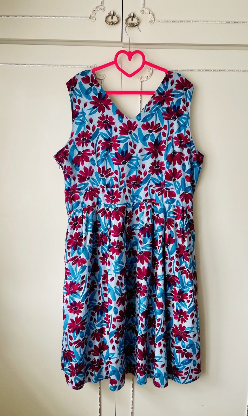 💝 Seasalt ” PICNIC SPOT ” Dress Size 20 Blue Fuchsia Floral Print