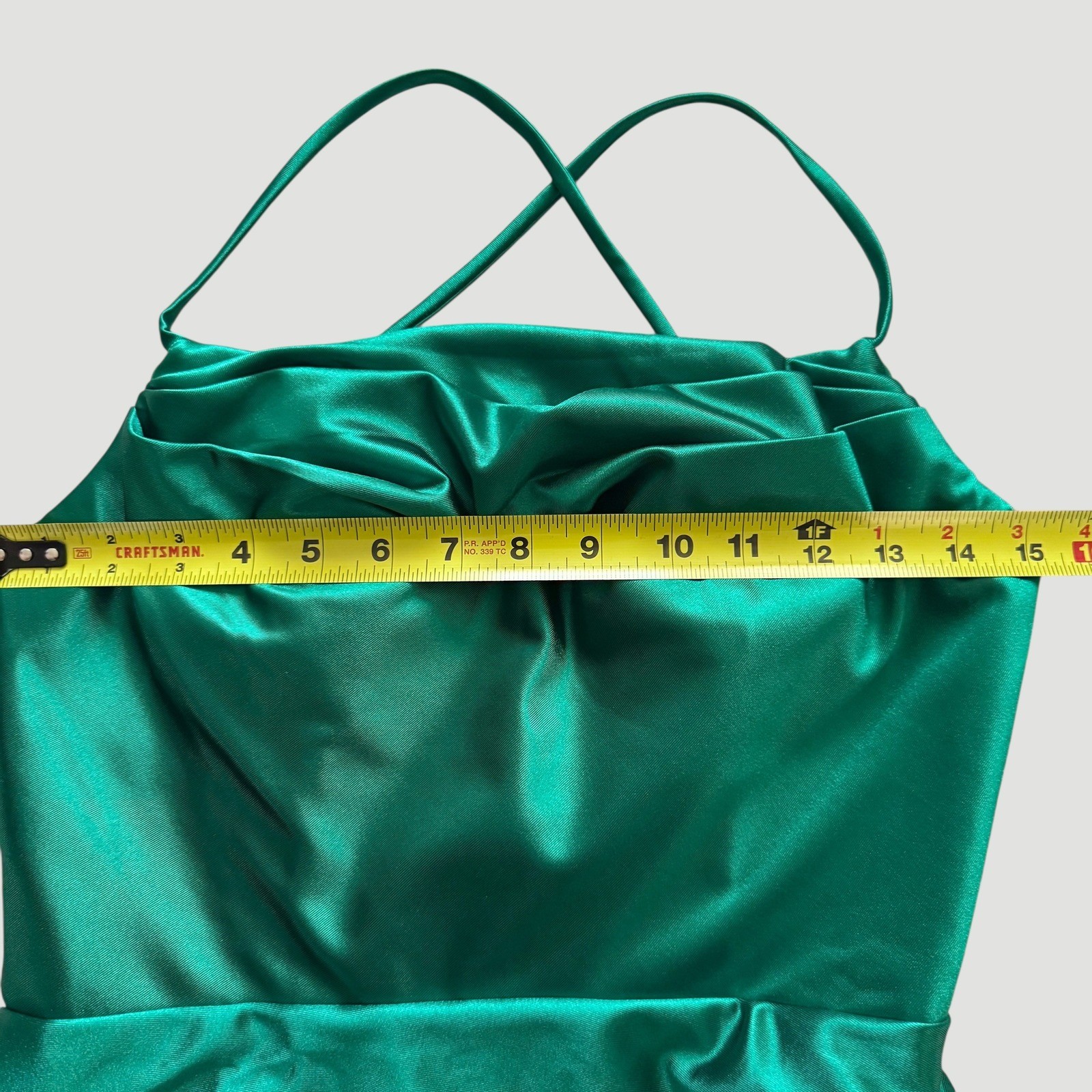 Stacees Emerald Green Satin Lace Up Back Mini Dress Sz 8 NWT Coquette HOCO