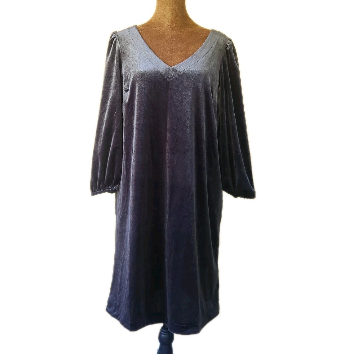 NWT Gap Dress Velvet Size Small Dark Gray V-Neck Knee Length Fall Winter