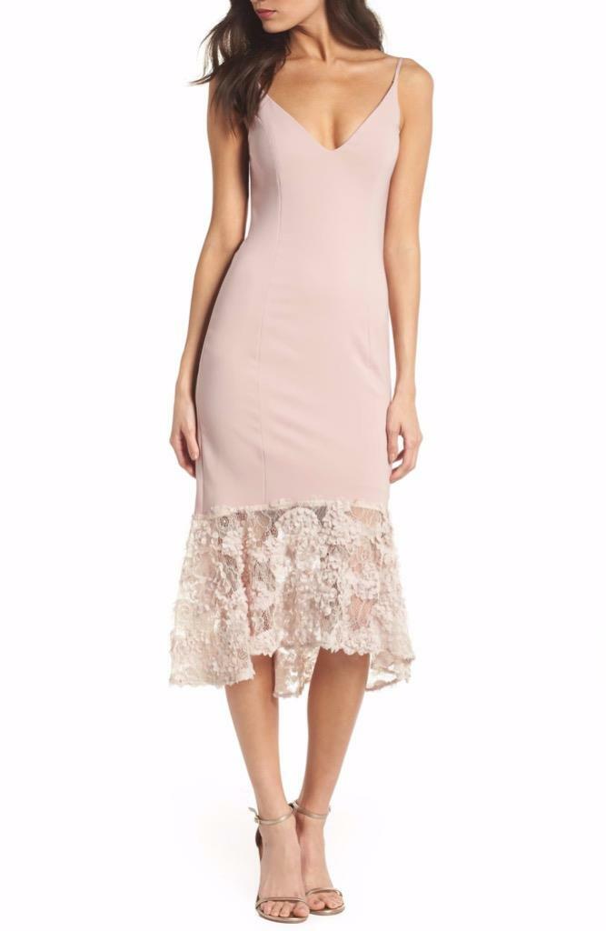 NEW Maria Bianca Nero BLUSH Milly LACE Hi-Lo HEM Flounce SHEATH Slip DRESS 0